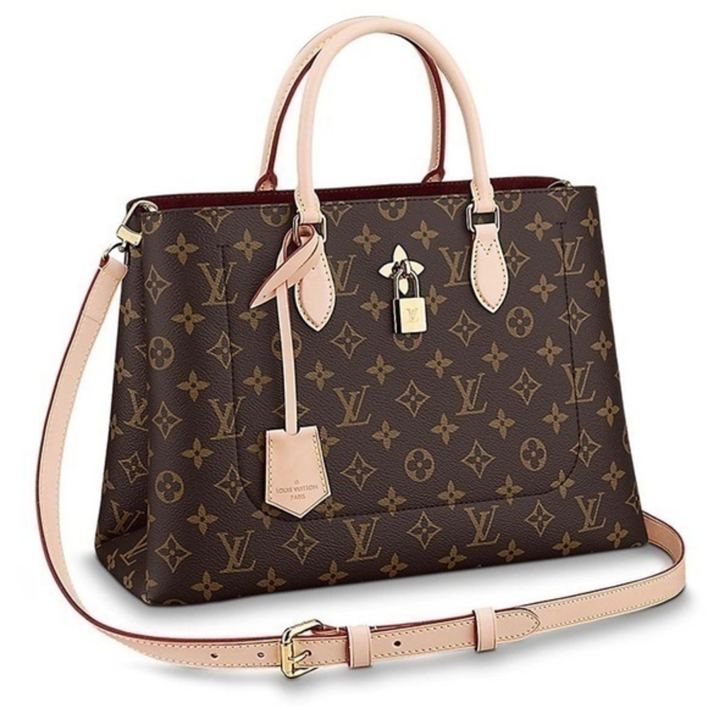 Louis Vuitton Tote Monogram Suede Shoulder Bag With Detachable Strap Flower Tote
